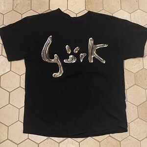 Bjork Metallic Logo Custom Made Black Shirt